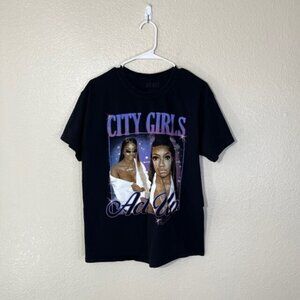 City Girls Shirt Womens Large Tee Top Graphic Logo Cotton Short Sleeve